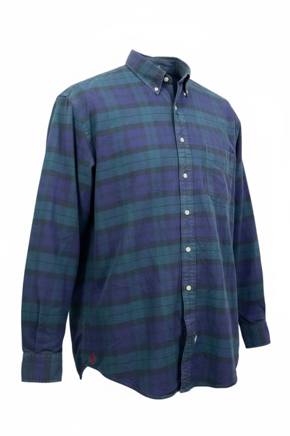 RALPH LAUREN ΠΟΥΚΑΜΙΣΟ 90s THE BIG OXFORD ΚΑΡΟ ΜΠΛΕ-ΠΡΑΣΙΝΟ UNISEX XXL