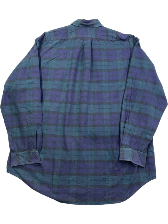 RALPH LAUREN CAMICIA anni \'90 THE BIG OXFORD A QUADRI BLU-VERDE UNISEX XXL
