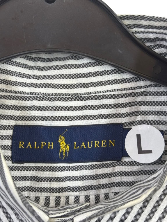 RALPH LAUREN ΠΟΥΚΑΜΙΣΟ BUTTON DOWN CLASSIC ΜΑΥΡΟ ΛΕΥΚΟ ΑΝΤΡΙΚΟ PRE OWNED L