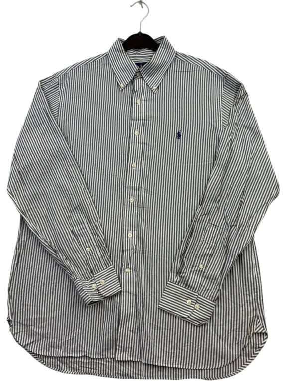 RALPH LAUREN ΠΟΥΚΑΜΙΣΟ BUTTON DOWN CLASSIC ΜΑΥΡΟ ΛΕΥΚΟ ΑΝΤΡΙΚΟ PRE OWNED L