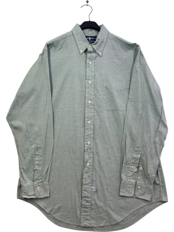 RALPH LAUREN CAMICIA BUTTON DOWN CLASSICA VERDE SALVIA UOMO PRE OWNED L