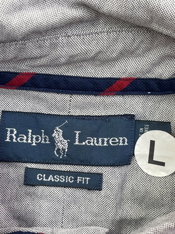 RALPH LAUREN CAMICIA BUTTON DOWN CLASSICA GRIGIA UOMO PRE OWNED L