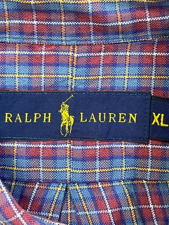 RALPH LAUREN ΠΟΥΚΑΜΙΣΟ BUTTON DOWN ΚΛΑΣΙΚΟ ΚΑΡΟ NAVY ΑΝΤΡΙΚΟ PRE OWNED XL