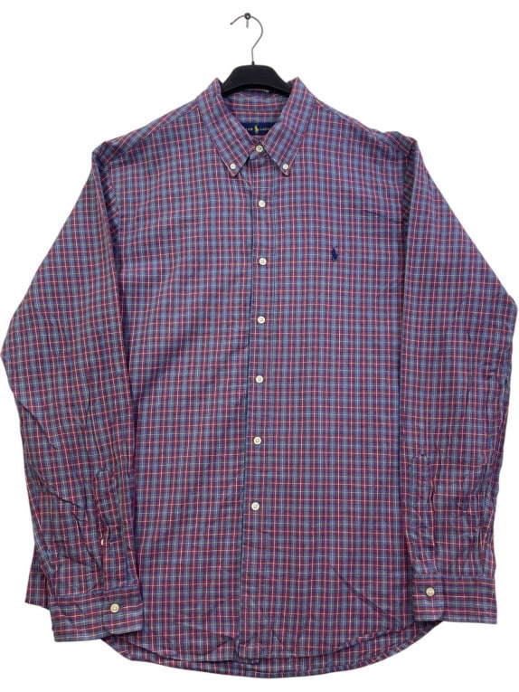 RALPH LAUREN ΠΟΥΚΑΜΙΣΟ BUTTON DOWN ΚΛΑΣΙΚΟ ΚΑΡΟ NAVY ΑΝΤΡΙΚΟ PRE OWNED XL