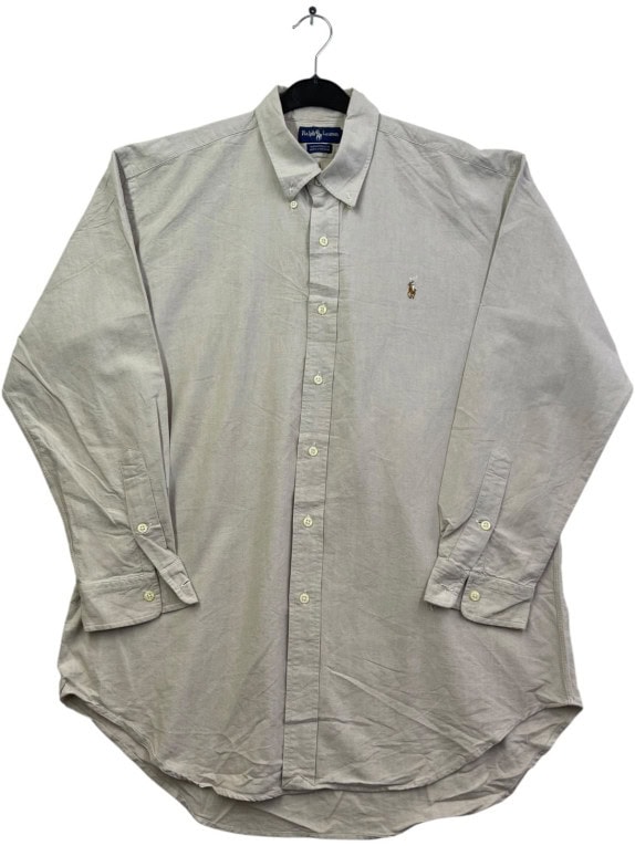 RALPH LAUREN CAMICIA BUTTON DOWN CLASSICA GRIGIO PIETRA UOMO PRE OWNED XL