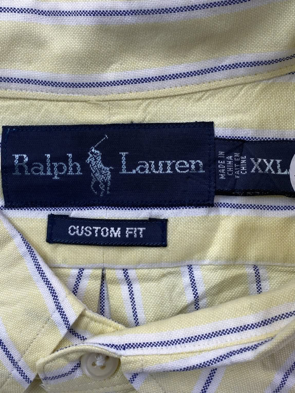 RALPH LAUREN ΠΟΥΚΑΜΙΣΟ BUTTON DOWN ΡΙΓΕ ΑΠΑΛΟ ΚΙΤΡΙΝΟ ΑΝΤΡΙΚΟ PRE OWNED XXL