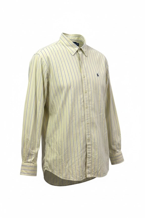 RALPH LAUREN CAMICIA BUTTON DOWN RIGATA GIALLA CHIARA UOMO PRE OWNED XXL