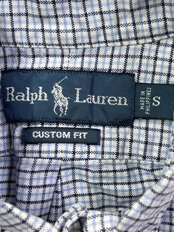 RALPH LAUREN CAMICIA A QUADRI CUSTOM FIT CON LOGO BLU UNISEX S