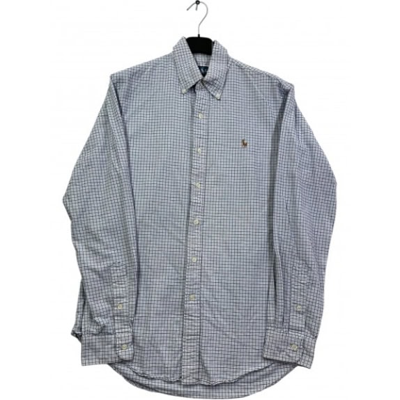 RALPH LAUREN CAMICIA A QUADRI CUSTOM FIT CON LOGO BLU UNISEX S