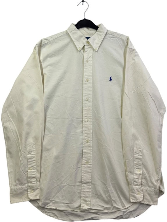 RALPH LAUREN CAMICIA BUTTON DOWN CLASSIC FIT OFF WHITE UOMO PRE OWNED L