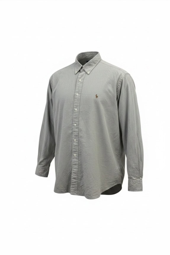 RALPH LAUREN CAMICIA BUTTON DOWN CLASSIC FIT STONE GREY UOMO PRE OWNED L