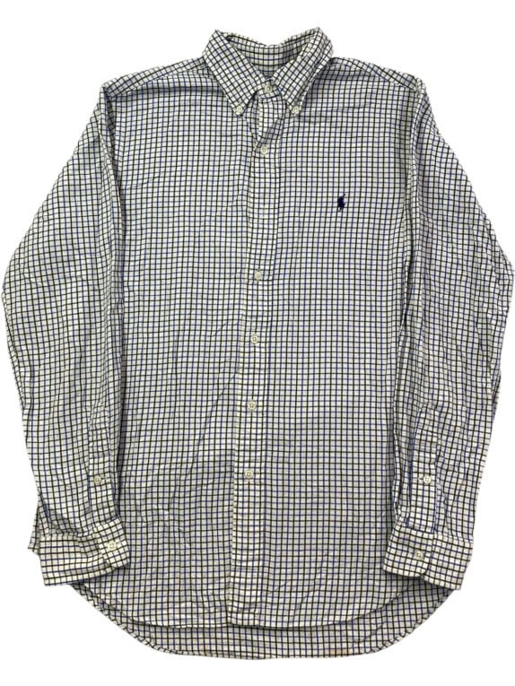 RALPH LAUREN ΠΟΥΚΑΜΙΣΟ CLASSIC ΚΑΡΟ CREAM ΜΠΛΕ ΑΝΤΡΙΚΟ PRE OWNED M