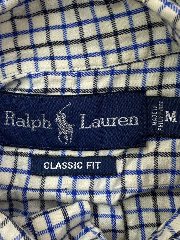 RALPH LAUREN ΠΟΥΚΑΜΙΣΟ CLASSIC ΚΑΡΟ CREAM ΜΠΛΕ ΑΝΤΡΙΚΟ PRE OWNED M