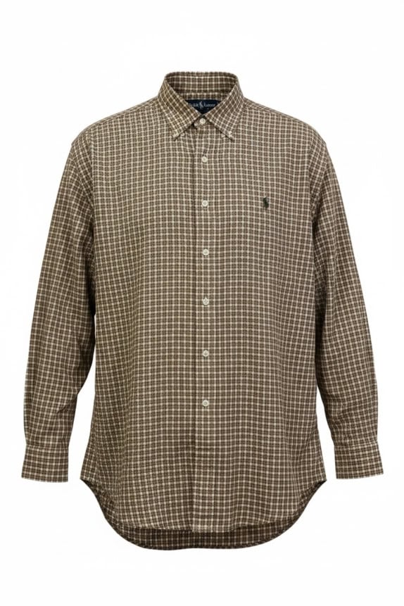 RALPH LAUREN ΠΟΥΚΑΜΙΣΟ CLASSIC ΚΑΡΟ KHAKI ΑΝΤΡΙΚΟ PRE OWNED M