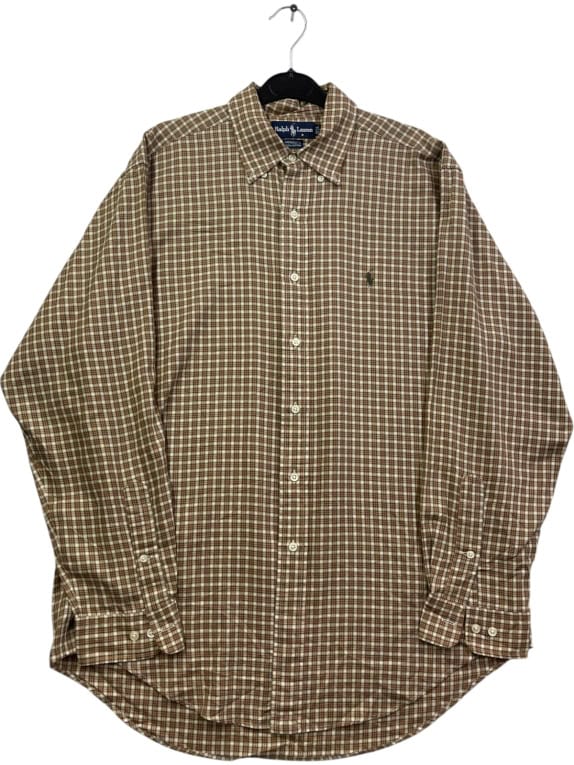 RALPH LAUREN ΠΟΥΚΑΜΙΣΟ CLASSIC ΚΑΡΟ KHAKI ΑΝΤΡΙΚΟ PRE OWNED M