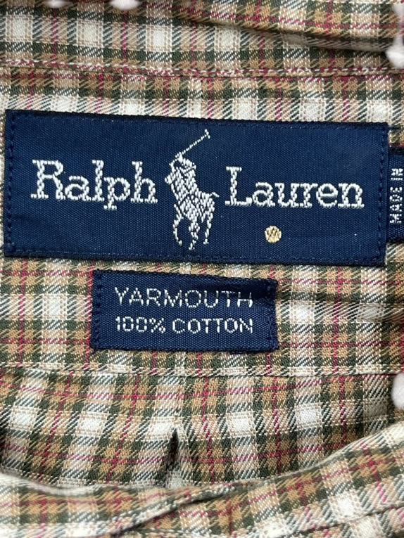 RALPH LAUREN ΠΟΥΚΑΜΙΣΟ CLASSIC ΚΑΡΟ KHAKI ΑΝΤΡΙΚΟ PRE OWNED M