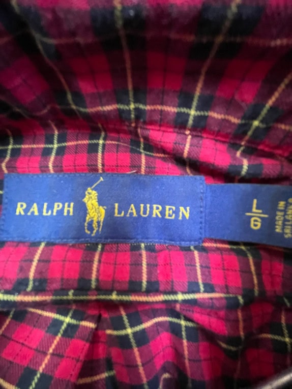 RALPH LAUREN CAMICIA BUTTON DOWN CLASSICA TARTAN ROSSA UOMO PRE OWNED L