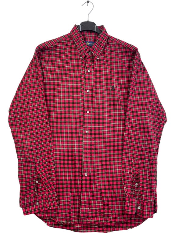 RALPH LAUREN CAMICIA BUTTON DOWN CLASSICA TARTAN ROSSA UOMO PRE OWNED L