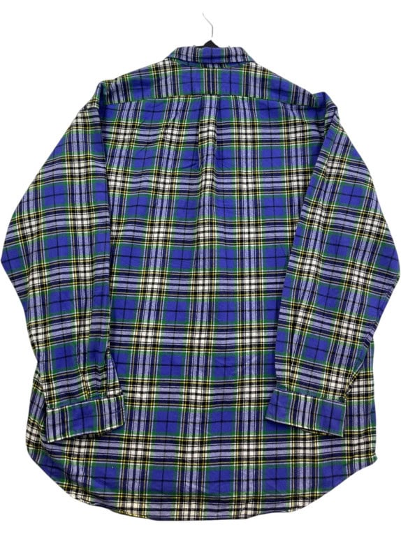 RALPH LAUREN BUTTON DOWN SHIRT CLASSIC PLAID BLUE MENS PRE OWNED XL
