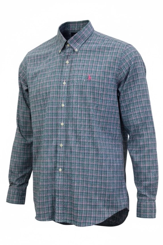 RALPH LAUREN ΠΟΥΚΑΜΙΣΟ CLASSIC ΚΑΡΟ ΜΠΛΕ ΑΝΤΡΙΚΟ PRE OWNED XL