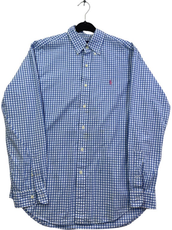 RALPH LAUREN ΠΟΥΚΑΜΙΣΟ CLASSIC ΚΑΡΟ ΜΠΛΕ ΑΝΤΡΙΚΟ PRE OWNED M
