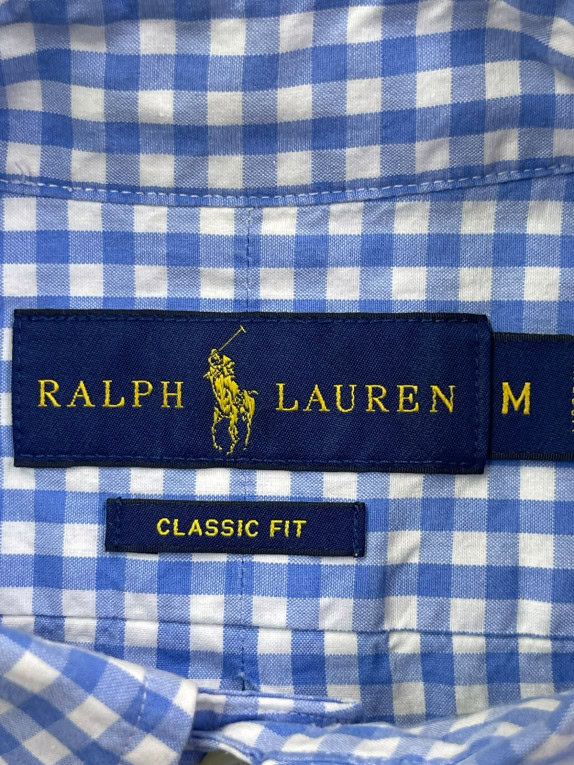 RALPH LAUREN ΠΟΥΚΑΜΙΣΟ CLASSIC ΚΑΡΟ ΜΠΛΕ ΑΝΤΡΙΚΟ PRE OWNED M