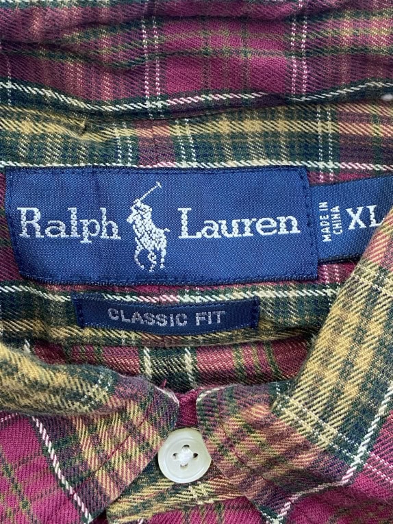 RALPH LAUREN CAMICIA CLASSIC TARTAN BORDEAUX UOMO PRE OWNED XL