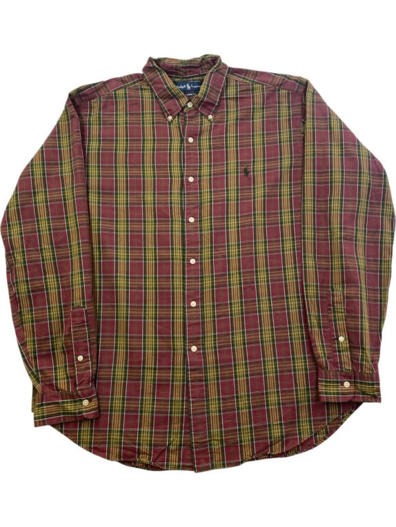 RALPH LAUREN CAMICIA CLASSIC TARTAN BORDEAUX UOMO PRE OWNED XL