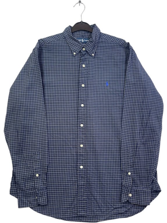 RALPH LAUREN ΠΟΥΚΑΜΙΣΟ CLASSIC ΚΑΡΟ NAVY ΑΝΤΡΙΚΟ PRE OWNED L