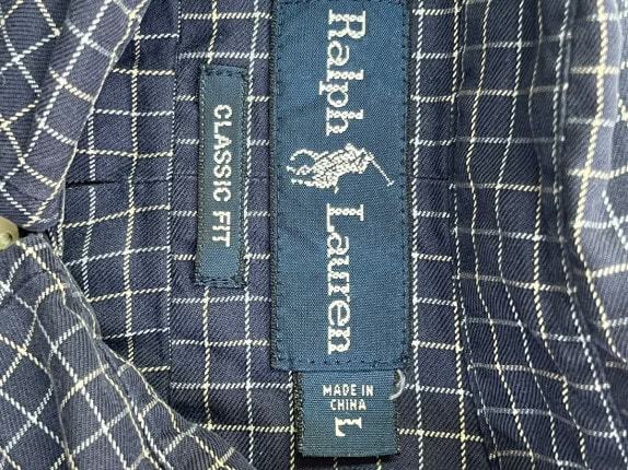 RALPH LAUREN ΠΟΥΚΑΜΙΣΟ CLASSIC ΚΑΡΟ NAVY ΑΝΤΡΙΚΟ PRE OWNED L