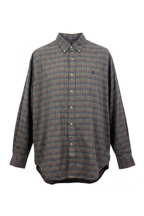 RALPH LAUREN CAMICIA CLASSIC TARTAN NAVY UOMO PRE OWNED XL