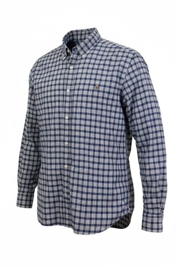RALPH LAUREN ΠΟΥΚΑΜΙΣΟ CLASSIC ΚΑΡΟ NAVY ΑΝΤΡΙΚΟ PRE OWNED XL
