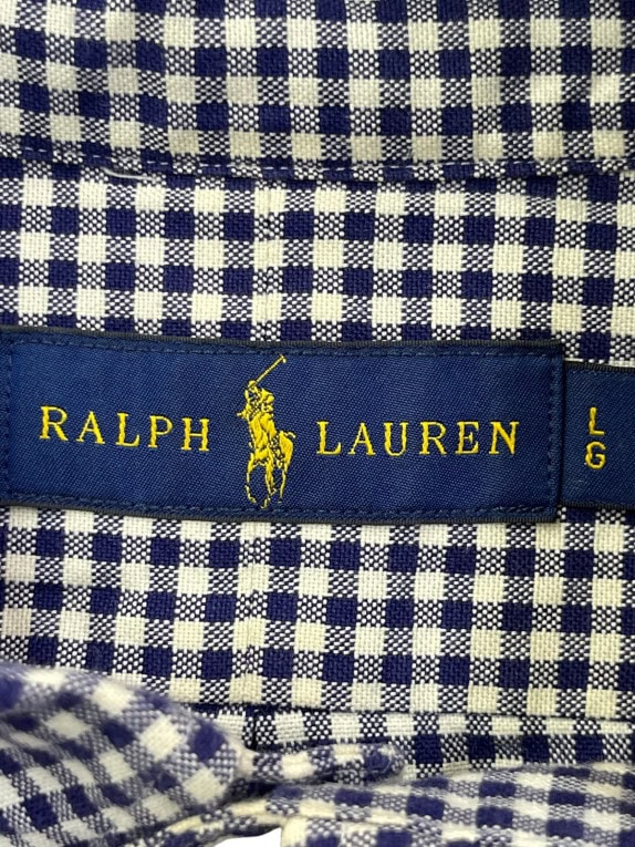 RALPH LAUREN ΠΟΥΚΑΜΙΣΟ CLASSIC ΚΑΡΟ NAVY ΛΕΥΚΟ ΑΝΤΡΙΚΟ PRE OWNED L