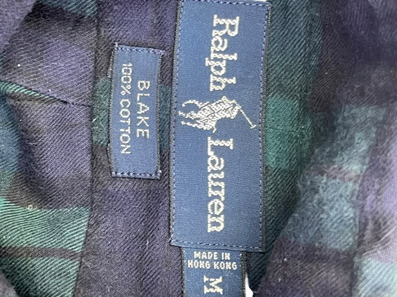 RALPH LAUREN CAMICIA BUTTON DOWN CLASSIC TARTAN NAVY VERDE UOMO PRE OWNED M