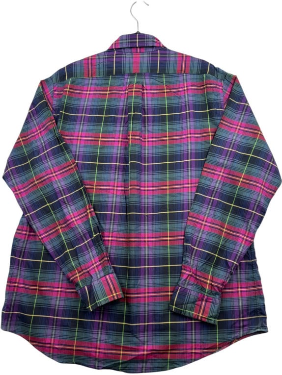 RALPH LAUREN BUTTON DOWN SHIRT CLASSIC PLAID MULTICOLOR MENS PRE OWNED L