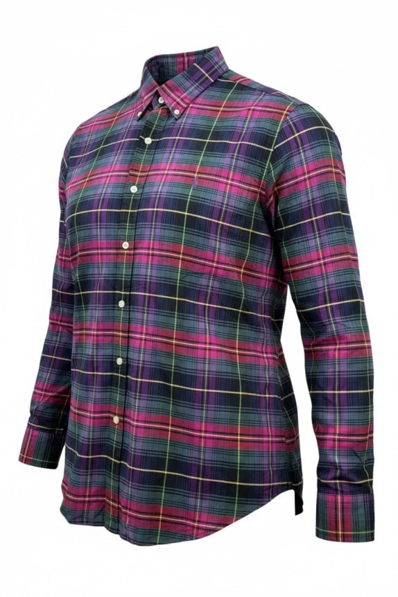 RALPH LAUREN BUTTON DOWN SHIRT CLASSIC PLAID MULTICOLOR MENS PRE OWNED L