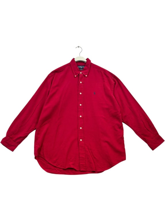 RALPH LAUREN BUTTON DOWN SHIRT CLASSIC RED MENS PRE OWNED L