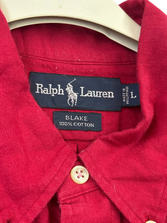 RALPH LAUREN BUTTON DOWN SHIRT CLASSIC RED MENS PRE OWNED L