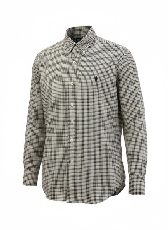 RALPH LAUREN CAMICIA BUTTON DOWN CLASSIC BEIGE MARRONE UOMO PRE OWNED XL