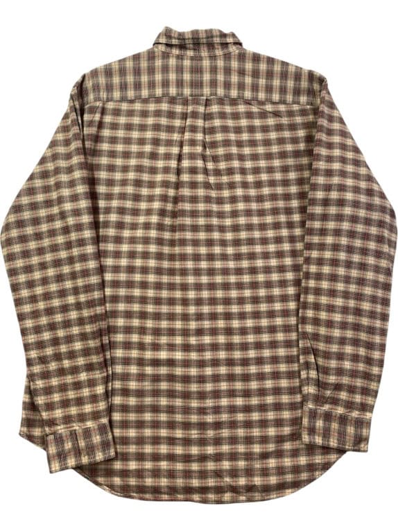 RALPH LAUREN BUTTON DOWN SHIRT CLASSIC BEIGE PLAID MEN PRE OWNED L