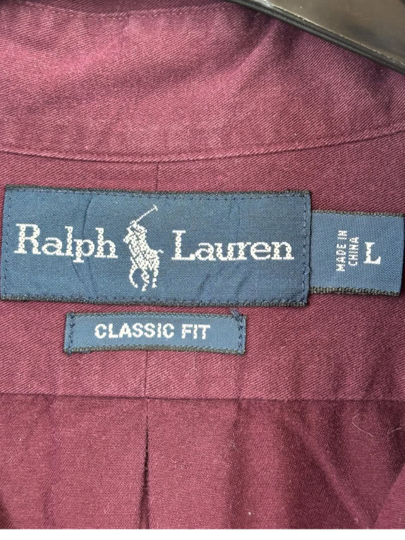 RALPH LAUREN CAMICIA BUTTON DOWN CLASSICA BORDEAUX UOMO PRE OWNED L