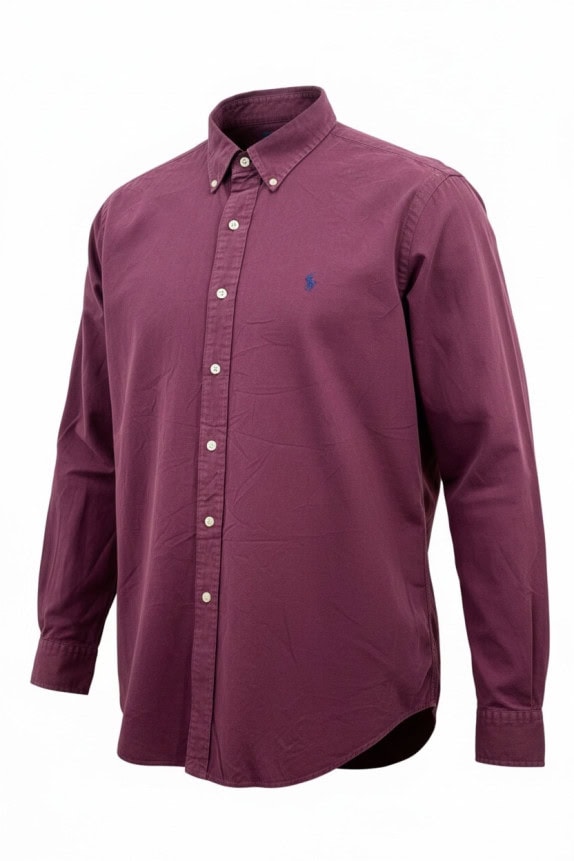 RALPH LAUREN CAMICIA BUTTON DOWN CLASSICA BORDEAUX UOMO PRE OWNED L