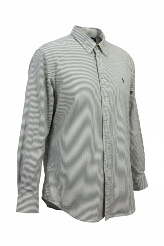 RALPH LAUREN ΠΟΥΚΑΜΙΣΟ CLASSIC ΡΙΓΕ ΛΕΥΚΟ ΠΡΑΣΙΝΟ ΑΝΤΡΙΚΟ PRE OWNED XL