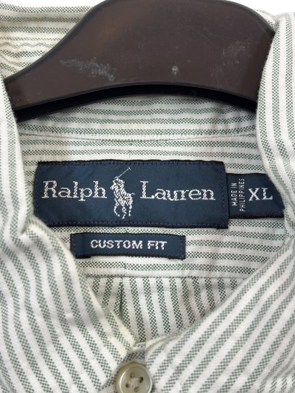 RALPH LAUREN ΠΟΥΚΑΜΙΣΟ CLASSIC ΡΙΓΕ ΛΕΥΚΟ ΠΡΑΣΙΝΟ ΑΝΤΡΙΚΟ PRE OWNED XL