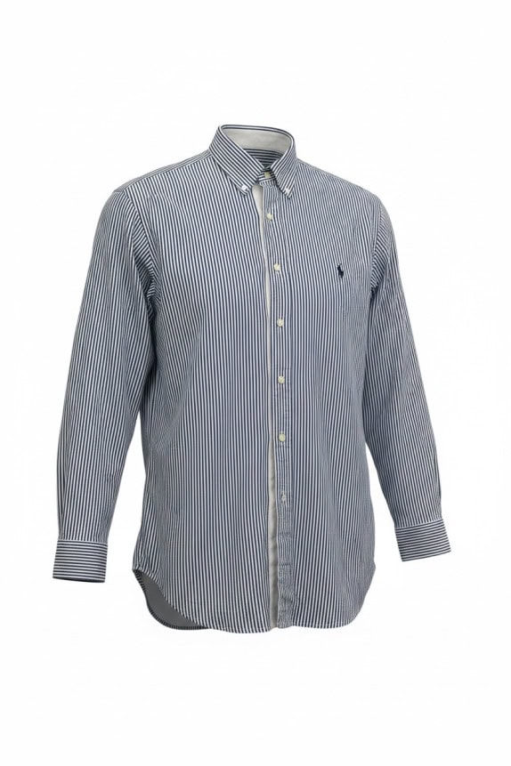 RALPH LAUREN BUTTON DOWN SHIRT CLASSIC STRIPED BLUE WHITE MENS PRE OWNED XL