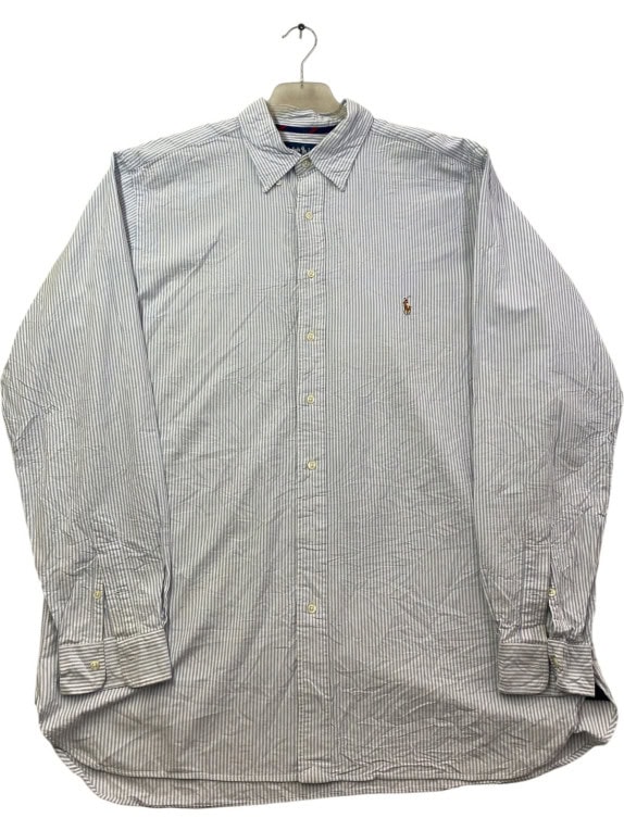 RALPH LAUREN ΠΟΥΚΑΜΙΣΟ CLASSIC ΡΙΓΕ ΜΠΛΕ ΛΕΥΚΟ ΑΝΤΡΙΚΟ PRE OWNED XL