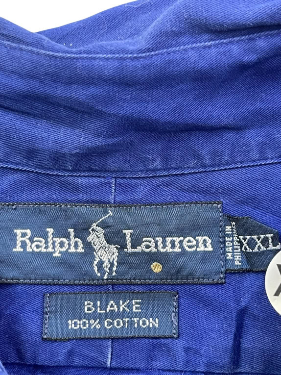 RALPH LAUREN BUTTON DOWN SHIRT CLASSIC ROYAL BLUE MENS PRE OWNED XXL