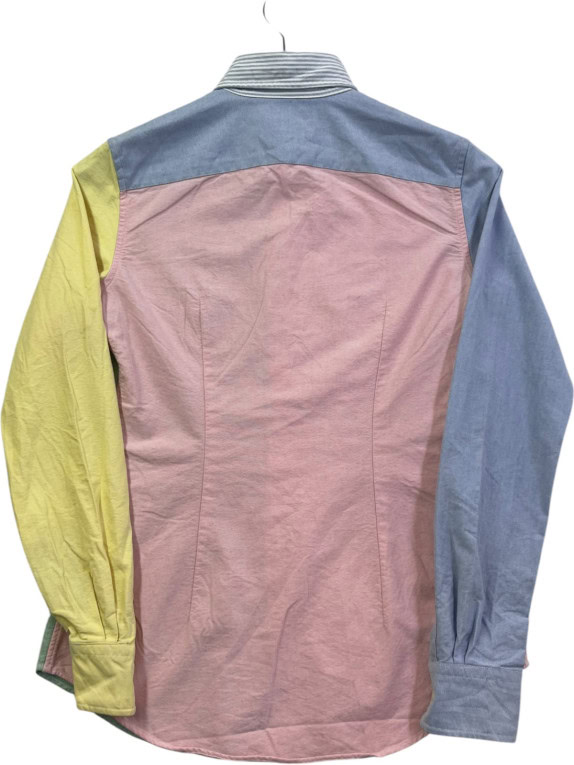RALPH LAUREN CAMICIA BUTTON DOWN COLORBLOCK PASTELLO MULTICOLORE UOMO PRE OWNED XS