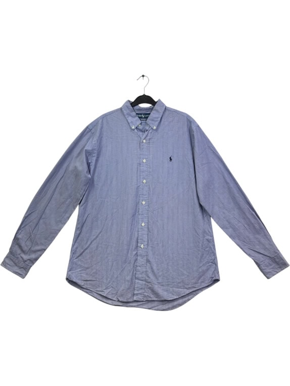 RALPH LAUREN CAMICIA CUSTOM FIT A QUADRI BLU/BIANCO UNISEX L usata