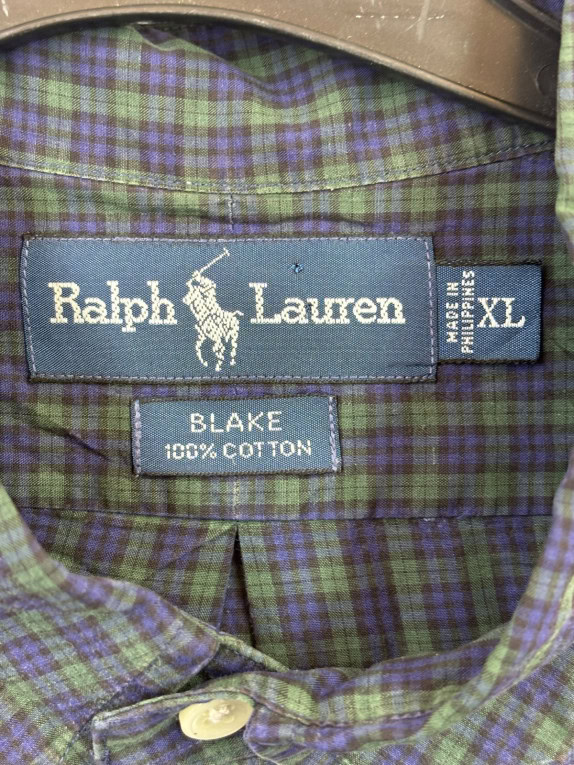 RALPH LAUREN ΠΟΥΚΑΜΙΣΟ ΚΑΡΟ ΚΛΑΣΙΚΟ ΜΠΛΕ ΠΡΑΣΙΝΟ ΑΝΤΡΙΚΟ PRE OWNED XL